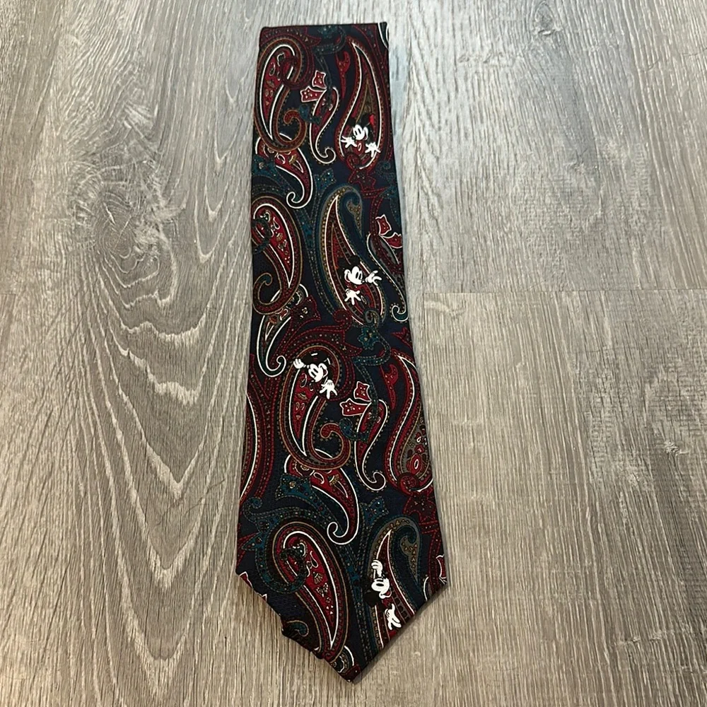 The Disney Store Men’s Mickey Mouse Paisley Patterned Fun Elegant Silk Tie‎